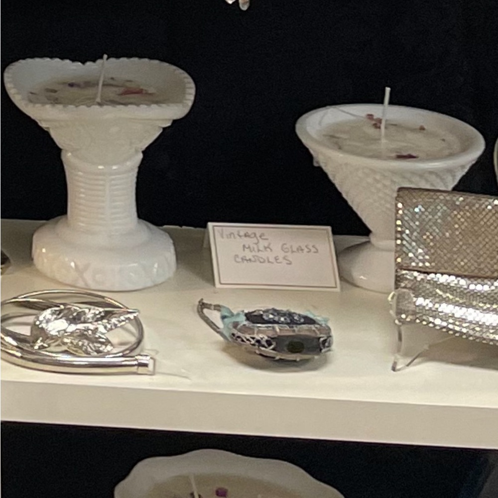Elegant White Milk Glass Candle $25 each
